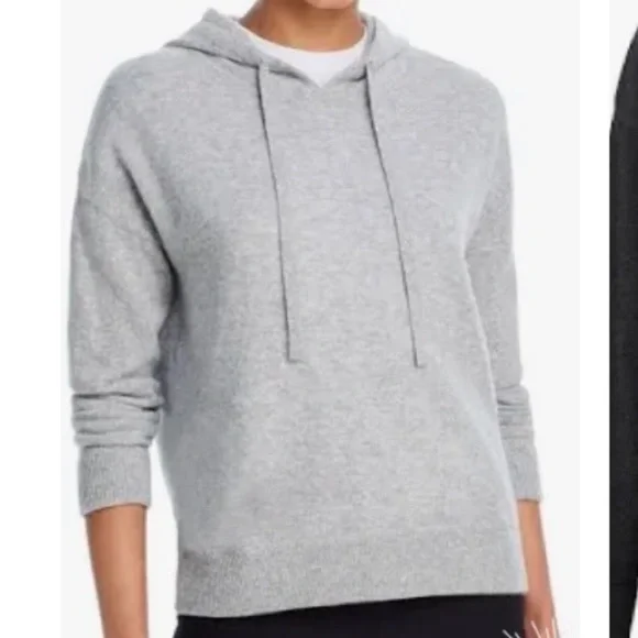 Cashmere Blend Hoodie Women's Light Gray Hoodie Sweater - Picture 1 of 9